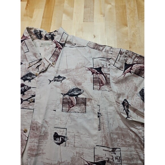 Munsingwear Mens XL Button Down Short Sleeve Fish Shirt Outdoors - Picture 5 of 16